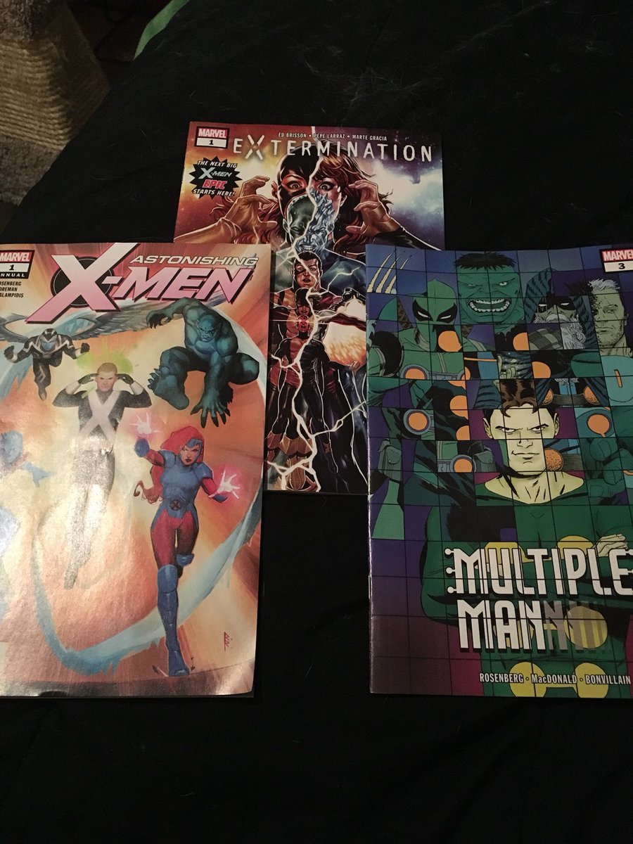 SailorWentz's tweet image. Holy shit.

I only picked up three comics this week, BUT THEY WERE THE RIGHT THREE TO PICK UP!

#AstonishingXMen #Extermination #MultipleMan @edbrisson @AshcanPress
