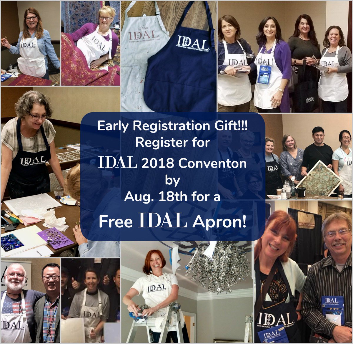 IDALorg's tweet image. Register for IDAL 2018 Convention by end of Aug. 18th to get a Free IDAL Apron. decorativeartisans.org/2018-IDAL-Conv… #IamIDAL #design #DecorativePainting #luxe #interiordesign #furnituredesign #HPMKT #painting