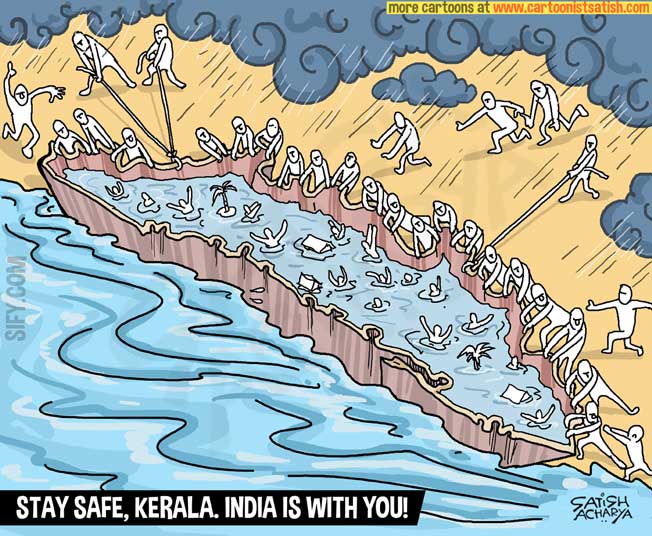 satishacharya's tweet photo. Stay safe, Kerala! @sifydotcom cartoon #KeralaFloods https://t.co/ZoA9tuSboe