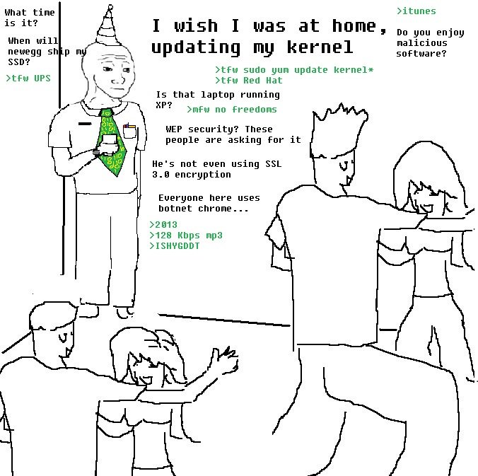 FWunderbeard's tweet photo. Me at parties #linux #btwiusearch https://t.co/nPQ87aHA1R
