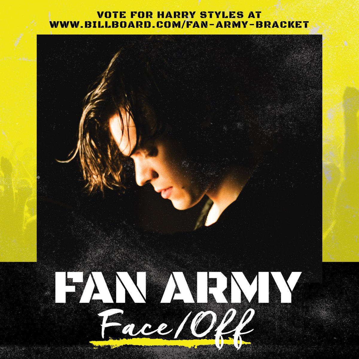 billboard's tweet photo. #BTSARMY vs. #Harries

Vote in the #FanArmyFaceOff: https://t.co/Lr94E5Gtuc https://t.co/JGQj1ppDeM