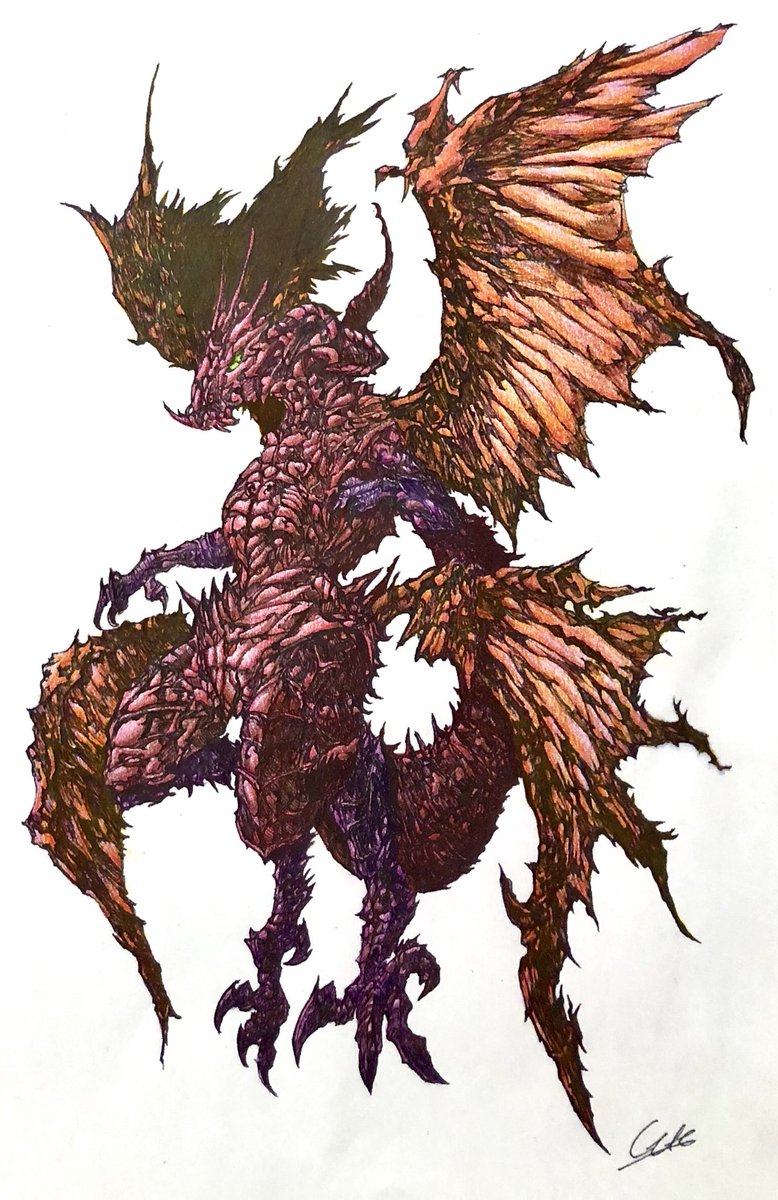 ドリス در توییتر トライバルデザイナーのgaiさん Kamibukuro18 のドラゴン塗り絵が完成しました 炎のドラゴンをイメージして翼を燃えたような色にし 手足は紫色にしてみました 今回も隅々まで描き込まれたgaiさん作品を楽しませていただきました ドリさん完成