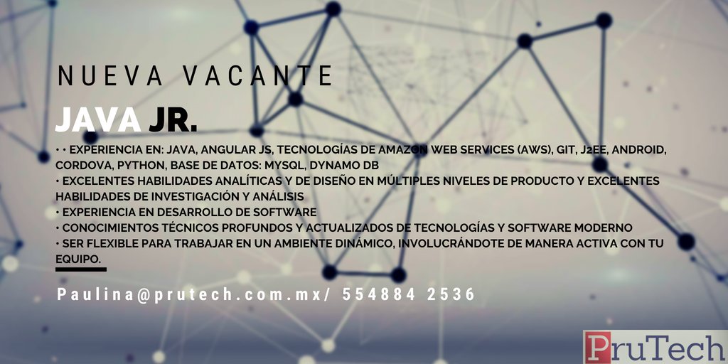 PruTechMexico's tweet image. En #prutechsolutions estamos buscando desarrolladores Java JR. ¡Contáctanos!
