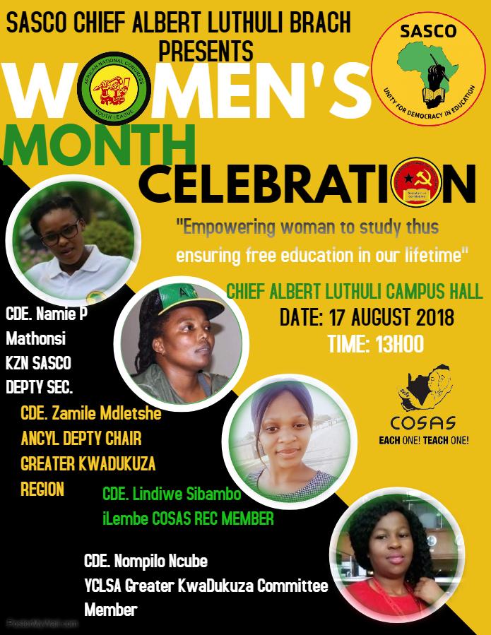 Lovers3001's tweet photo. Woman's month celebration at chief Albert luthuli Campus everyone is welcome to attend https://t.co/zJDWiOp7tu