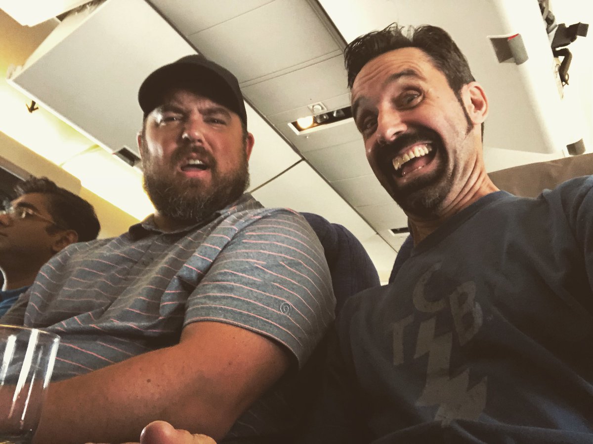 ChadTheSoundGuy's tweet photo. ...and look who decided to wake up for our second flight! Producer @Fun_Josh is so EXCITED about our selfie.
#FourSheets Season 1 Trip 2. Europe, here we come! #4sheets #drinkingaroundtheworld #worldtraveler #wanderlust https://t.co/Ko5Y4yD4cd