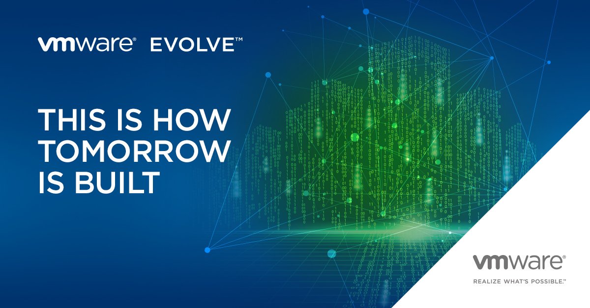 VMwareANZ's tweet photo. VMware® Evolve™ Online 2018 goes live today! Watch @_drbruced, talk about Building a Foundation for Digital Business. Register Now: https://t.co/sJMIswgCBZ #EVOLVE2018 #VMware #Networking #Security #Cloud #MultiCloud https://t.co/4xo7w3uzZr