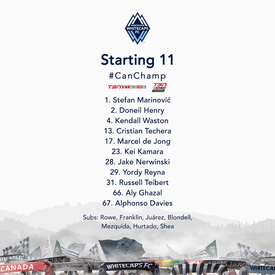 WhitecapsFC's tweet photo. Your #CanChamp Final starting XI 🇨🇦🏆

#VWFC https://t.co/ykMUnOlgZc