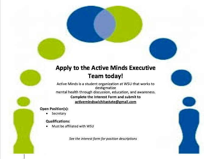 active_mindsWSU's tweet photo. Interested in being apart of the Active Minds Executive team? Fill out this form and email it to us by August 28th! https://t.co/bAw8qagCrQ https://t.co/gmp8jQYBr0