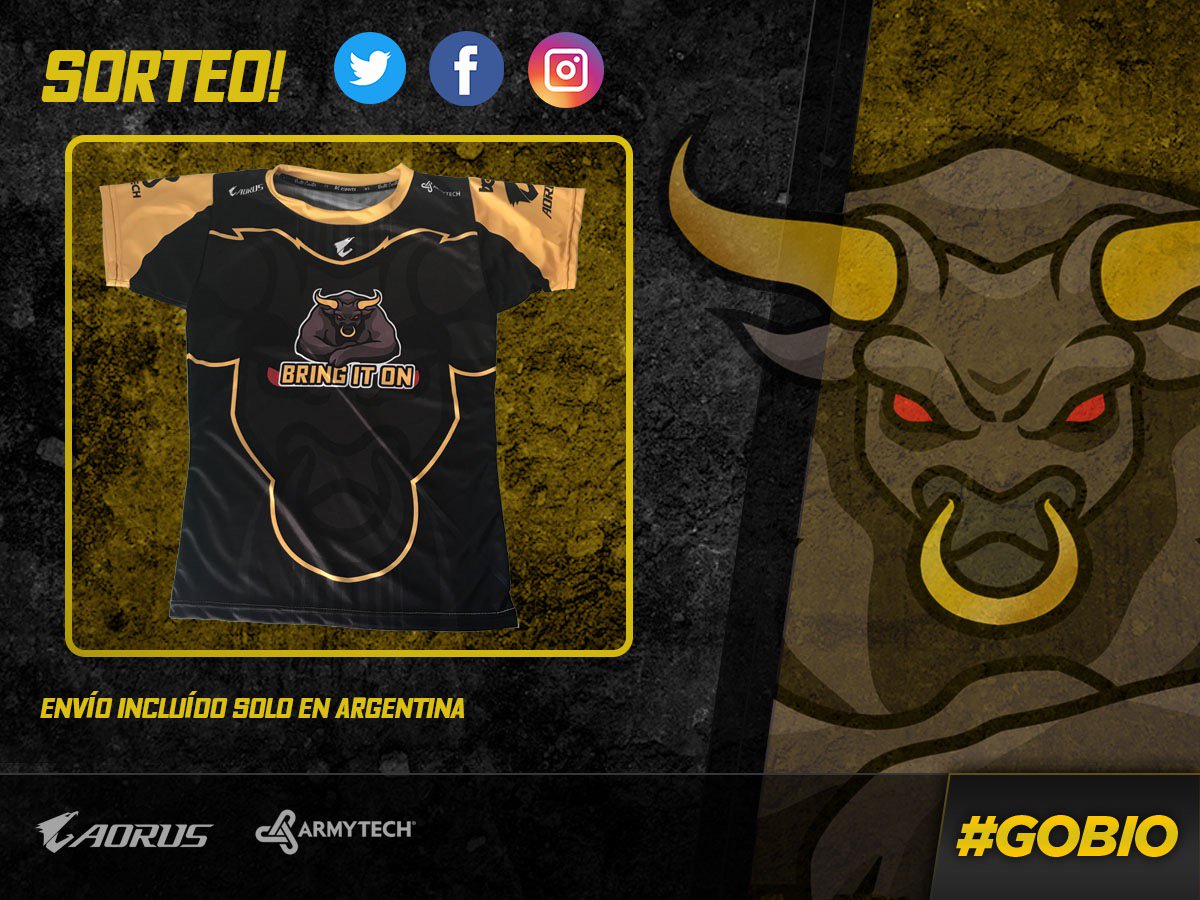 #SORTEO🎁 | ¡Vestite con la piel del toro, gana una camiseta de Bring It On!

🔁 ¡RT!
↖️ Seguí a @BIO_eSports
➡️ Seguinos en Instagram o Facebook
⬇️ Etiqueta a 2 amigos
📆 Finaliza el 20.08
