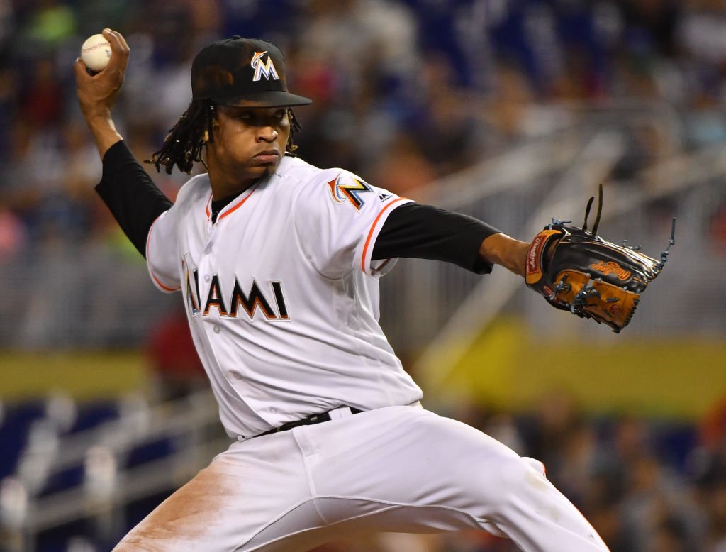 ESPNInsights's tweet image. The pitch that hit Ronald Acuña was 97.5 MPH. 

Out of the 2,125 pitches that José Ureña has thrown this season, that's in the 99th percentile of the fastest pitches he's thrown.

That was also the fastest pitch José Ureña has ever thrown to open a game.