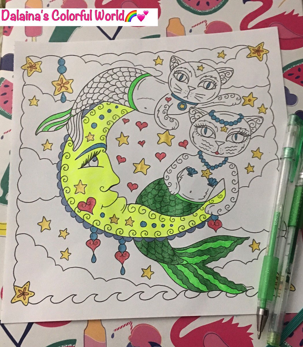 bonbonsandbooks's tweet image. #CurrentProject from #Zendoodles #zendoodleart_feature #MerKittiesInLove book! #adultcoloring #myhobby #glittergelpens #dalainascolorfulworld 🌈💕