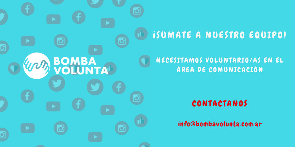 Si querés sumarte a nuestro equipo mandanos un email a info@bombavolunta.com.ar 📩
Sumate!!