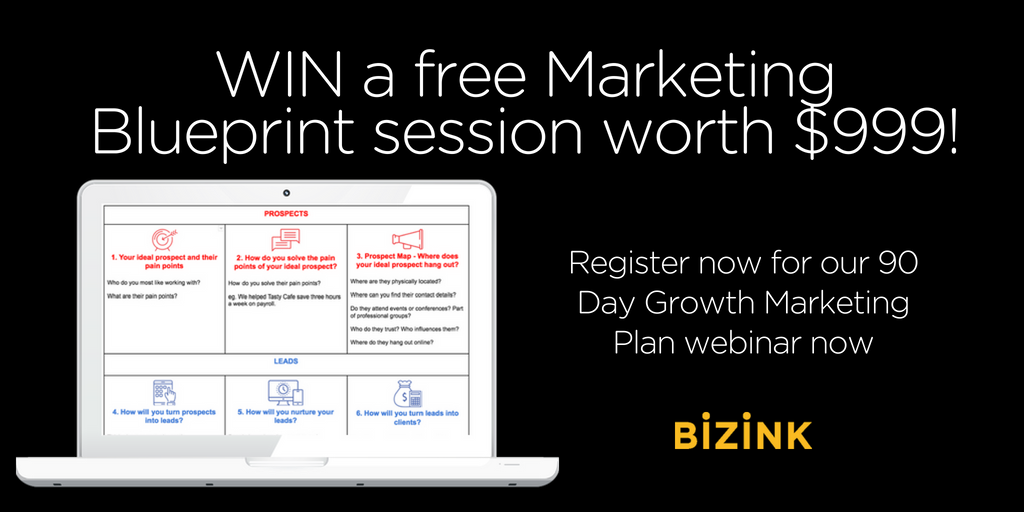 Register and attend our 90 Day Growth Marketing Plan webinar and you'll go in the draw to win a Marketing Blueprint session with Bizink's practice marketing specialists. Find out more: bizinkonline.com/webinar-your-9…