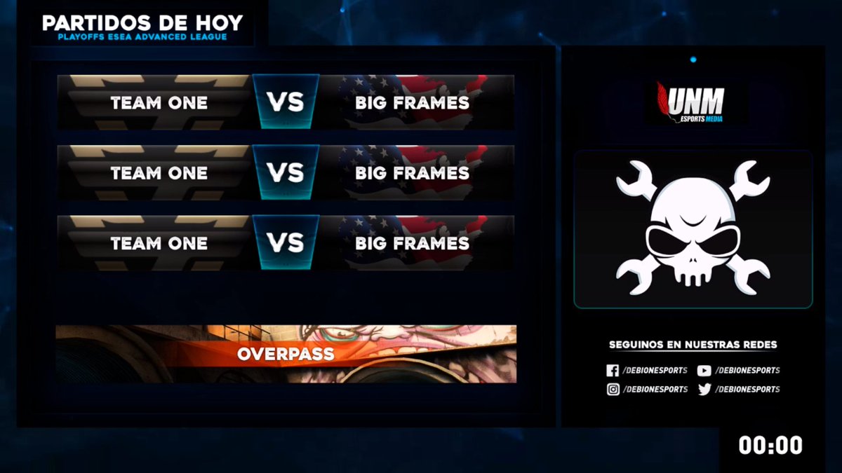 debionesports's tweet photo. #NocheDeDebion🔥 | 🏆 ESEA Advanced

Inferno, Overpass y Cache son los mapas elegidos para esta final entre @teamoneesports y #BigFrames.

🎙️@KevinMPV 
🎙️@clovermye 

#PrendeteADebion👀 https://t.co/ptB1oGMx4H