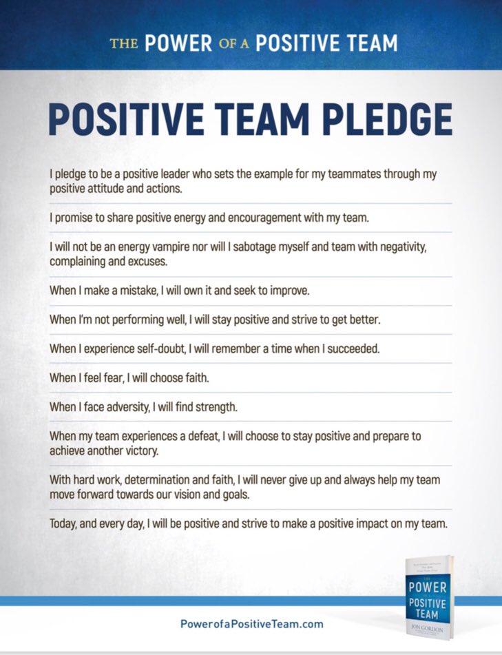 A team that stays positive together succeeds together