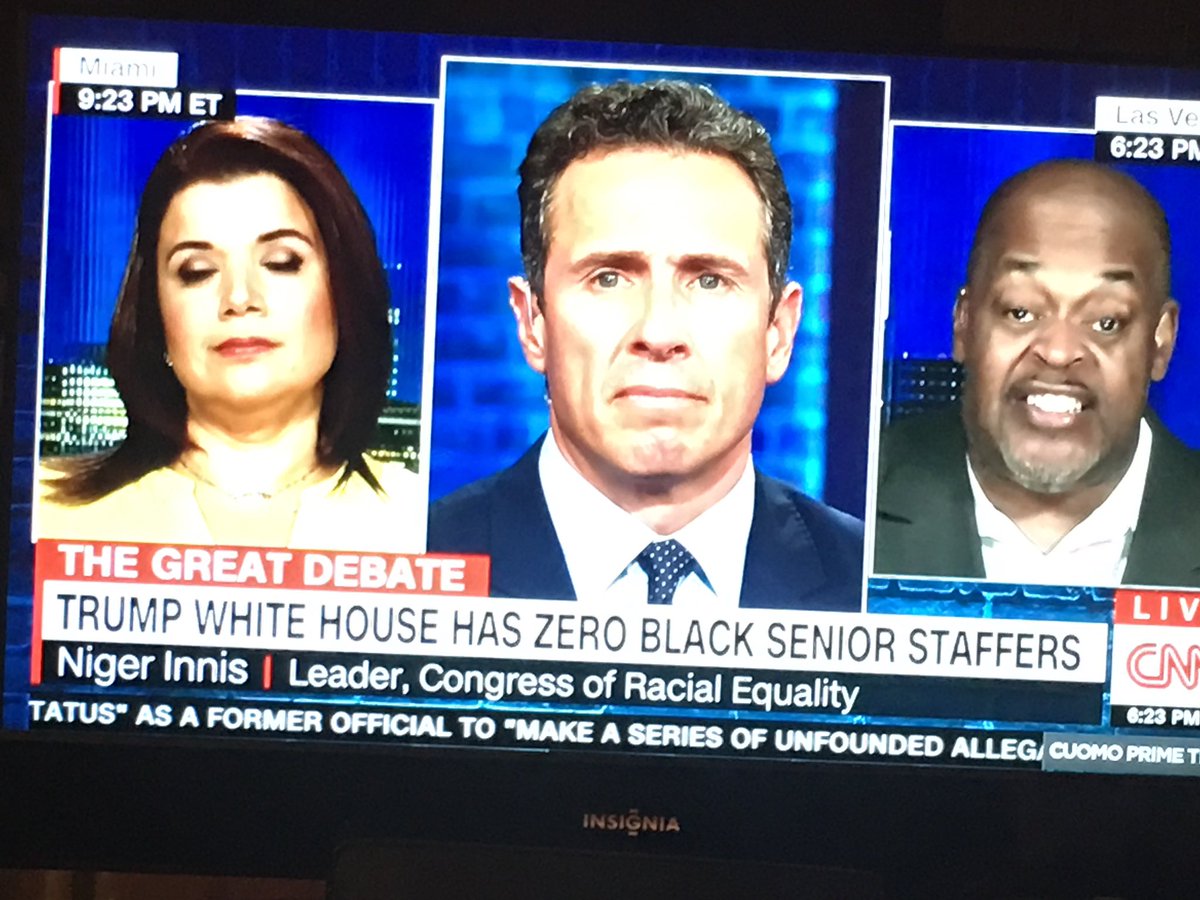 ChrisPaulComedy's tweet image. Where in the HELL did CNN find a black dude to come on and defend the White House having NO black senior staffers? This dudes name is NIGER INNIS. Maybe Trump was caught on tape saying HIS name!