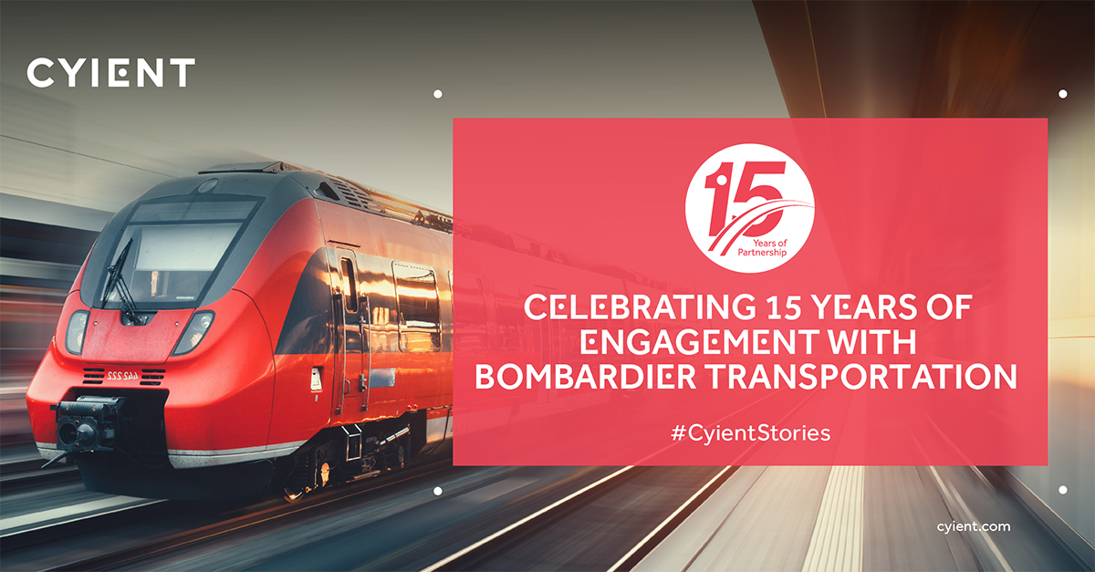 CyientRail's tweet photo. This Aug 15, we celebrate 15 yrs of our engagement with @BombardierRail. Our 1,200 engineer strong Bombardier Transportation CoE currently support 32 different sites for Bombardier across 27 countries, supporting ten different work streams with at least 30 annual projects. https://t.co/7ORPLNfM3D