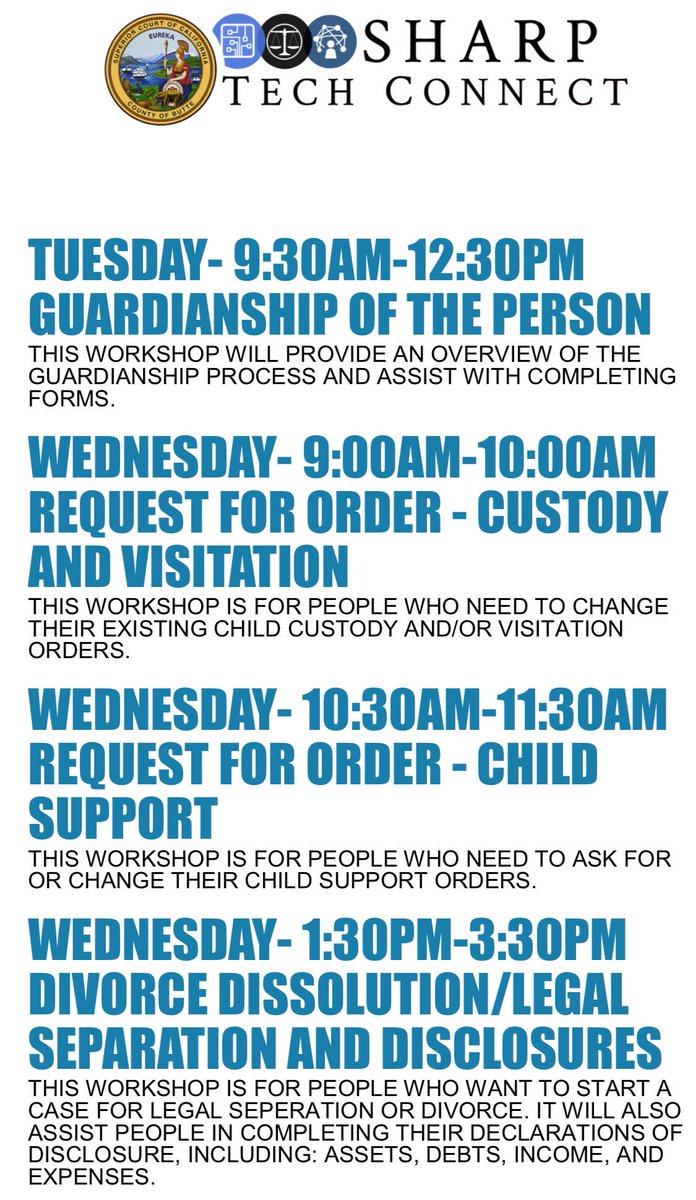 ImperialSupeCrt's tweet photo. Do you or someone you know need help filling out legal documents? Sign up for our Video Workshops! The Access Center is here to help. #AccessCenter #SelfHelp #LegalHelp #Guardianship #Custody #Visitation #Dissolution #SuperiorCourt https://t.co/CJhrXQEVcx