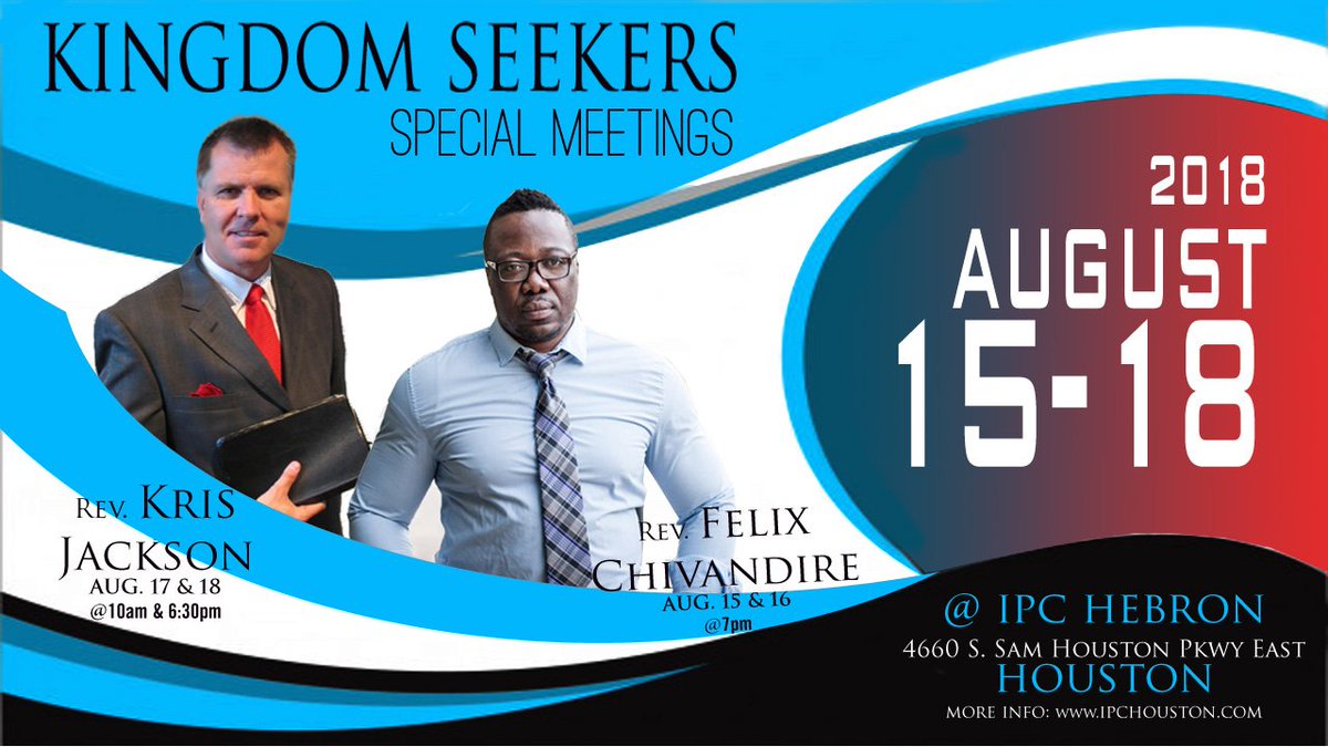 Pr. Felix Chivandire speaking at IPC Hebron, Houston, TX on Wed, August 15th, 2018 @ 7 PM (CST).  Watch Live cast at ipchouston.com/livecast