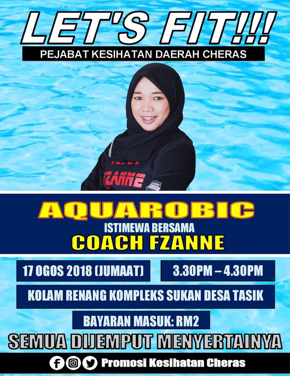 Cheras Sihat On Twitter Nak Senaman Sambil Feeling Diri Persis Mermaid Jom Sertai Kami Di Let S Fit Pkd Cheras Dengan Aktiviti Aquarobic 17 Ogos 2018 Jumaat 3 30pm 4 30pm Kolam Renang Desa