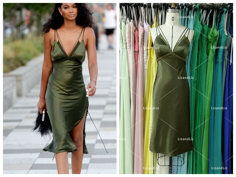olive green satin dress