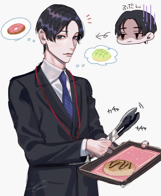 お昼のパンバイキングでワクワクする新卒くん 