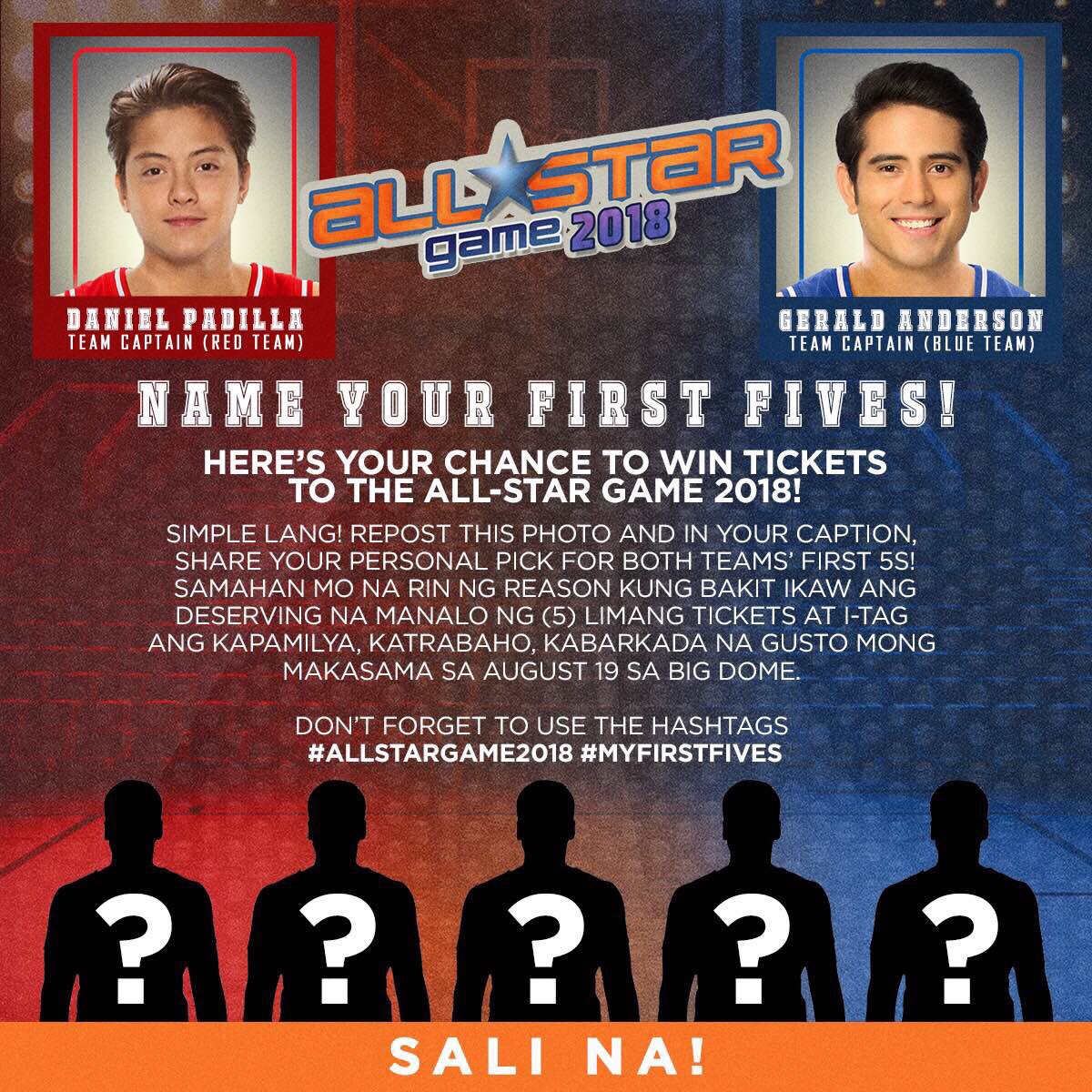 iamjamesbanaag's tweet photo. For those who have missed it, you still have a chance to join! Winners will be announced Saturday, 12NN. #AllstarGame2018 #MyFirstFives https://t.co/7K8iB4m7yJ