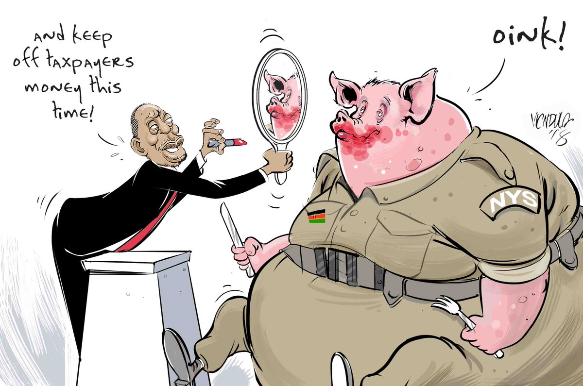 ndula_victor's tweet photo. EDITORIAL CARTOON :Proposed new look #NYS is a lipstick on a pig manoeuver #NYScam #CorruptionKE. Cartoon published in the Star newspaper https://t.co/k2O7DcoWW4