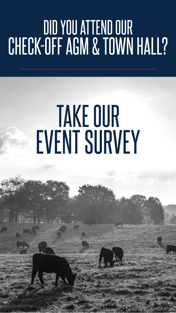 Did you attend our AGM/Town Hall on Tuesday? Take our 3 minute survey! Click the link: surveymonkey.com/r/CheckOffAGM18

<a href="/CDNBeefConf/">CDNBeef Conference</a> #CDNBeefConf