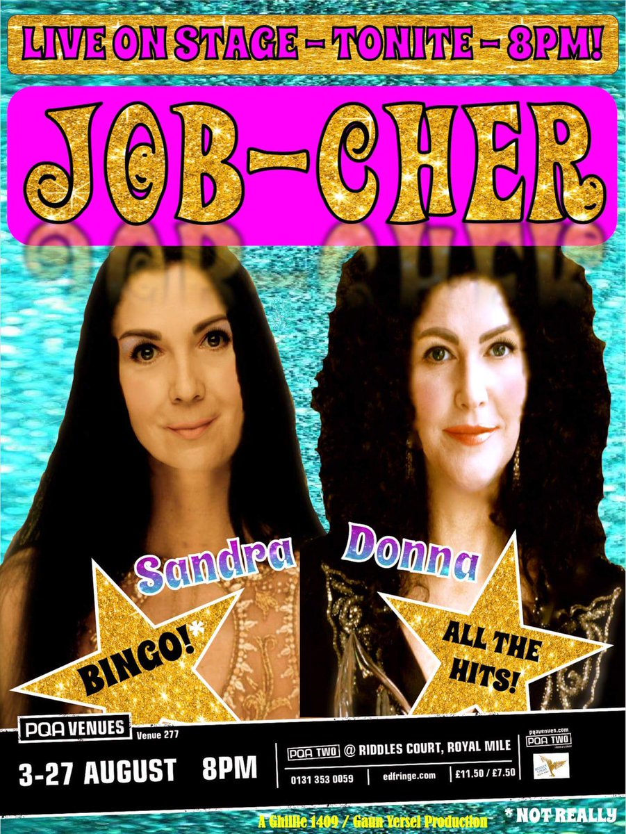 Umfrevixen's tweet photo. @cher HI!! 🤹! 2 talented, hard working, 40 something 🌟 have turned their sheer Cher adoration into @JobCher #edfringe2018 getting standing ovations in a 40 👧🏻 person studio #music #comedy Friendship, showbiz, staying bouyant in a youth centric world and the joy of #Cher https://t.co/8O8yem3Fyq
