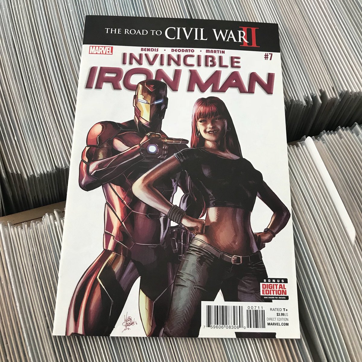 redflackcomics's tweet photo. En la tienda: Invincible Iron Man #7 (Marvel, 2016) #comic #comics #redflack #redflackcomics #Malasaña #IronMan #RiriWilliams #IronHeart #MaryJaneWatson #MichaelBendis #MikeDeodato #TheWarMachines #NewYork #Manhattan #LosAngeles #Massachusetts #Honshu #Tokyo #Marvel #2016 https://t.co/Ul8XaKgBxL
