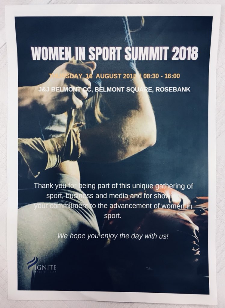 steftom21's tweet photo. Such an inspiring #WomenInSport Summit with some incredible speakers. Thank you for sharing your stories @phatho_z and co. #GameChangers #ThePowerOfOne #LeadConquerInspire #WISS2018 https://t.co/PNqomTm11p