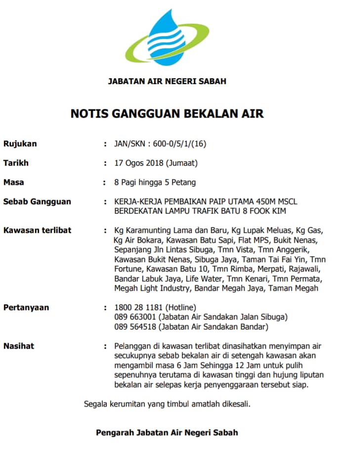 Jabatan Air Sabah Hotline