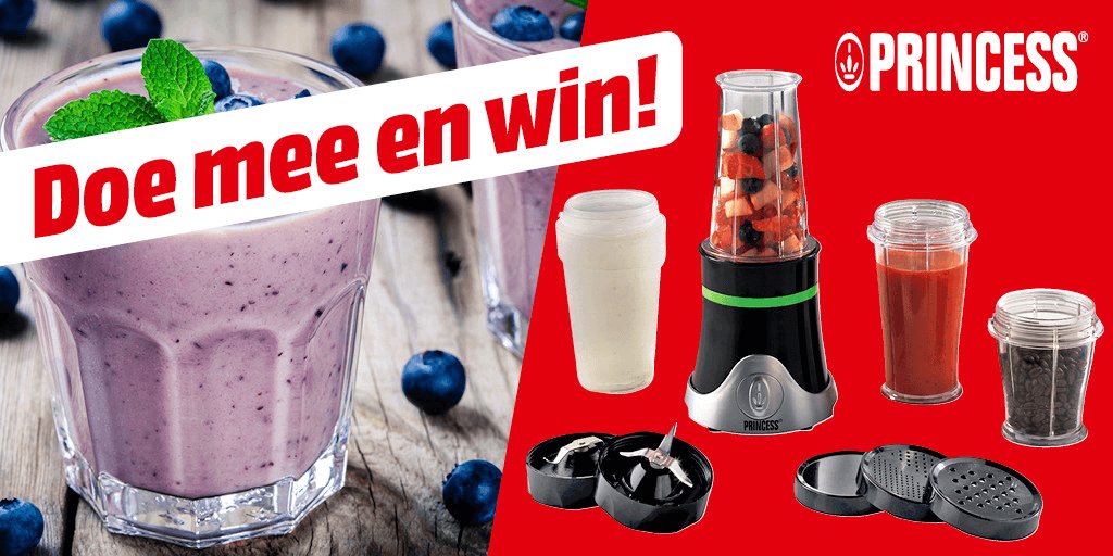 Wil jij ook kans maken om een nieuwe Princess blender? 
Stuur jouw favoriete smoothie recept in, en maak kans!