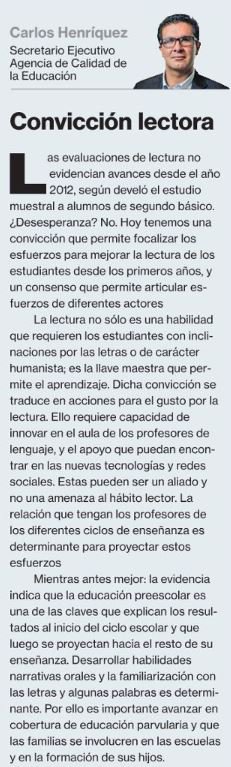 agenciaeduca's tweet photo. "La lectura no sólo es una habilidad que requieren los estudiantes con inclinaciones por las letras o de carácter humanista; es la llave maestra que permite el aprendizaje" @henriquezchile en @La_Segunda ➡️ https://t.co/ndYsEsw54t https://t.co/tVcKUmJqBJ