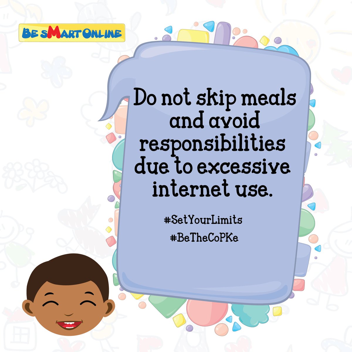 CA_Kenya's tweet photo. Do not skip meals and avoid responsibilities due to excessive Internet use! #BeTheCOPKE #KaaMachoMtandaoni #SetYourLimits https://t.co/0LeVYhtsNX