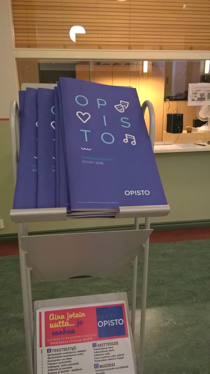 Vaasa-opiston ohjelma on jaettu ja ilmoittautumiset alkavat ensi viikolla #vaasaopisto opistopalvelut.fi/vaasa