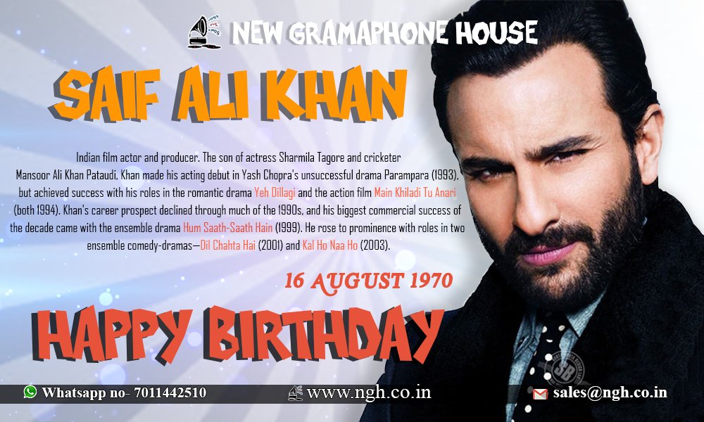 !!! Wishing You A Very Happy Birthday !!!
!! Saif Ali Khan the fabulous actor !! 