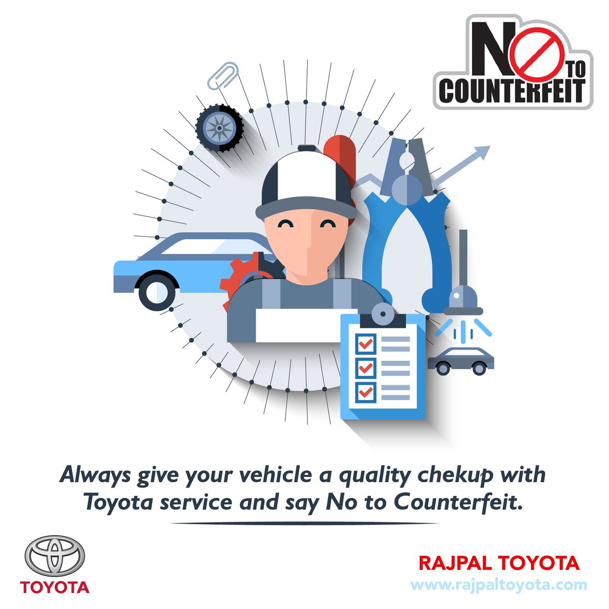 Genuine Parts and Quality Service is what we serve for in Rajpal Toyota. 

#RajpalToyota #Toyota #Bhopal #RajpalToyotaBhopal #ToyotaIndia #GenuineParts #SayNoToCounterfeit #NoToCounterfeit #HappyCustomers #CarsOfIndia #ToyotaCars