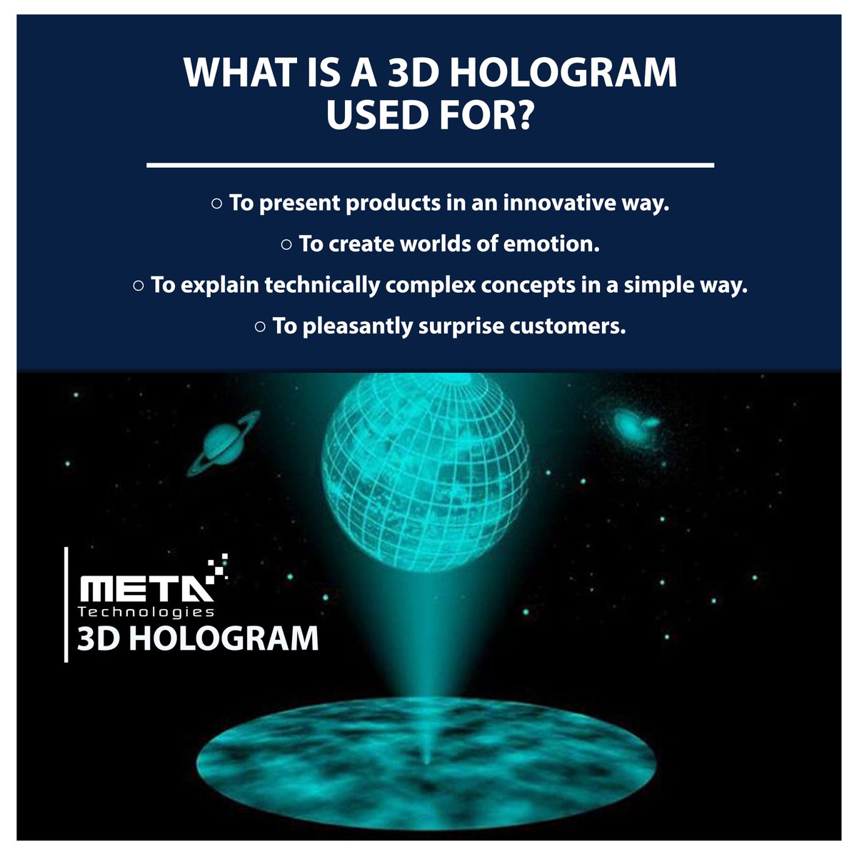 MetaUAE's tweet photo. New, innovative way of presenting products and impressively displaying their Unique Selling Point to potential customers three-dimensionally. It display products in a fully unique way.#METAUAE #META #3dhologram #advertising #technology #tech #techy #technologycompany #innovation https://t.co/yIRYqNHAMg