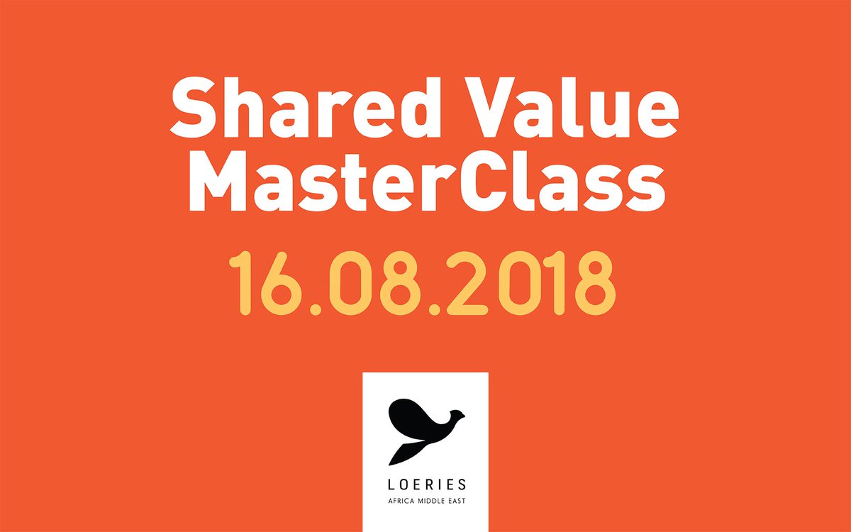 We can’t wait for our #SharedValue MasterClass – taking place this afternoon at the #Loeries Creative Week. The #MasterClass is brought to you by the Shared Value Africa Initiative in partnership with Discovery. Read more: loeries.com/loeries2018.as… #purposefulbranding #advertising