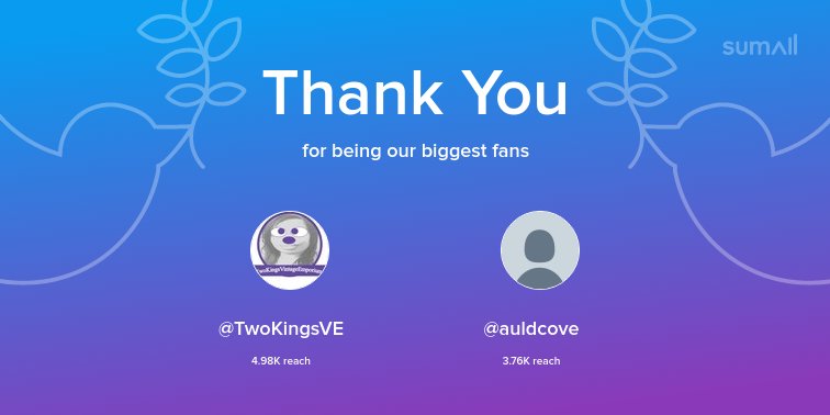 Our biggest fans this week: <a href="/TwoKingsVE/">TwoKingsVintageEmporium</a>, <a href="/auldcove/">jackie stuart</a>. Thank you! via sumall.com/thankyou?utm_s…