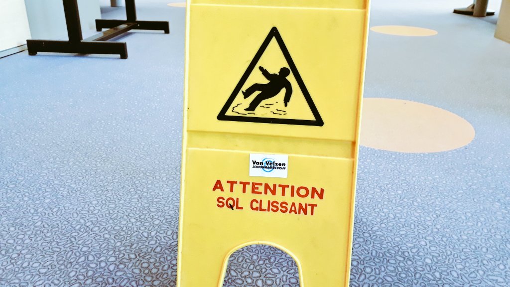 FreekGD's tweet photo. That moment you got lost and found yourself entering the Dev zone #SQL #practicaljoke @RHDHV https://t.co/xvnd4eiFF5