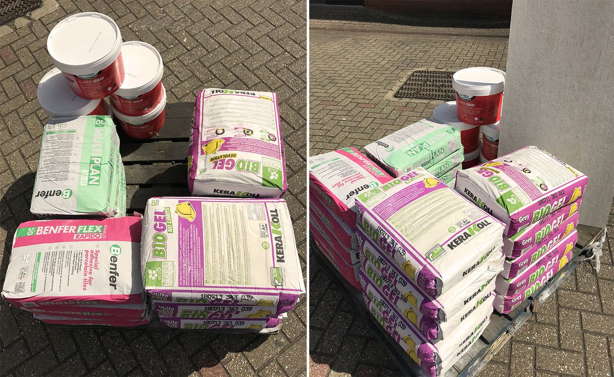 marabeseceramic's tweet photo. Next Friday (24 Aug), 1 lucky person at our #TradeDay will #win this adhesive pallet worth over £500
- #Biogel NoLimits/Revolution by @KerakollUK
- #Benferflex Rapido/Multiplan by @BenferSchomburg
- #SuperGrip by @BondItUK
- #Hardiebacker by @JamesHardieUK
https://t.co/bLaD81UGV9 https://t.co/LYQkTBWqI1
