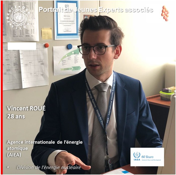 #PortraitDeJEA 5/8 - Découvrez Vincent ROUE, associate project officer au sein de la division de l'énergie nucléaire de l'#AIEA depuis 2017 et sa contribution pour le développement d'une énergie nucléaire sure dans la région du Moyen Orient #JPO 
➡bit.ly/2nGqwRb