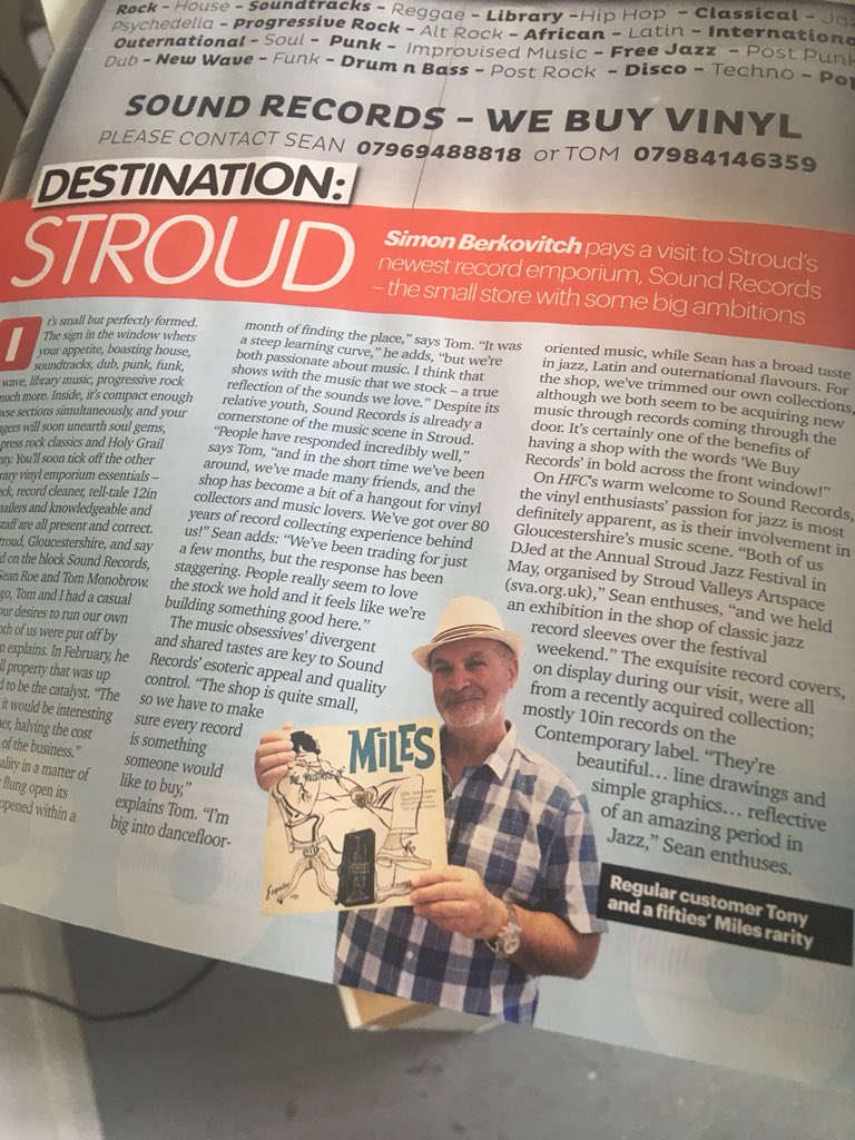 Monobrow73's tweet photo. @tonyg6899 representing Sound Records in the latest edition of @HiFiChoiceMag big up! #stroud #vinyl #neverstopdiggin https://t.co/ZLDt4ZYy42