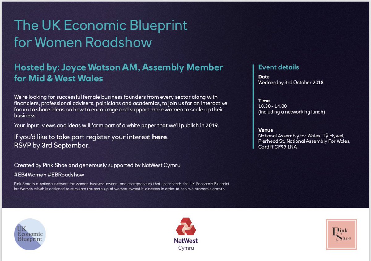 AJNatwest19's tweet photo. Are you a successful female business founder? 

Then come join us on Wednesday 3rd of October at the National Assembly for Wales for an interactive forum.    

See below for registration details: 

https://t.co/e37dWqmu4z
#EB4woman #EBRoadshow #NatWest #NatWestCymru https://t.co/6SXzVJ3G5J