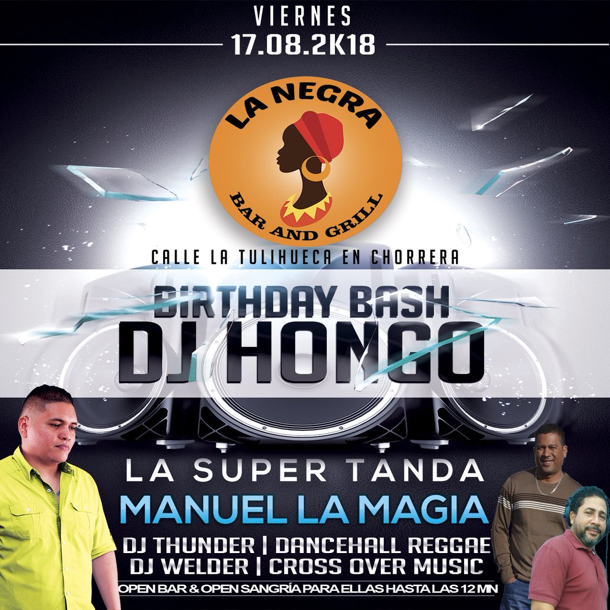 Inicia la cuenta regresiva. Este Viernes de Djs 🎚🎛🎚 no te pierdas el Cumple Años de <a href="/hongomatic/">Jorge A Alvarado</a> con <a href="/manuellamagia/">Manuel Perez</a> Súper Tanda @djthunderpanama Dance Hall CrossOver @djweld507 mezclas nonStop del residente de los Viernes <a href="/hongomatic/">Jorge A Alvarado</a>  Open Bar y Open Sangría hasta las 12 MN