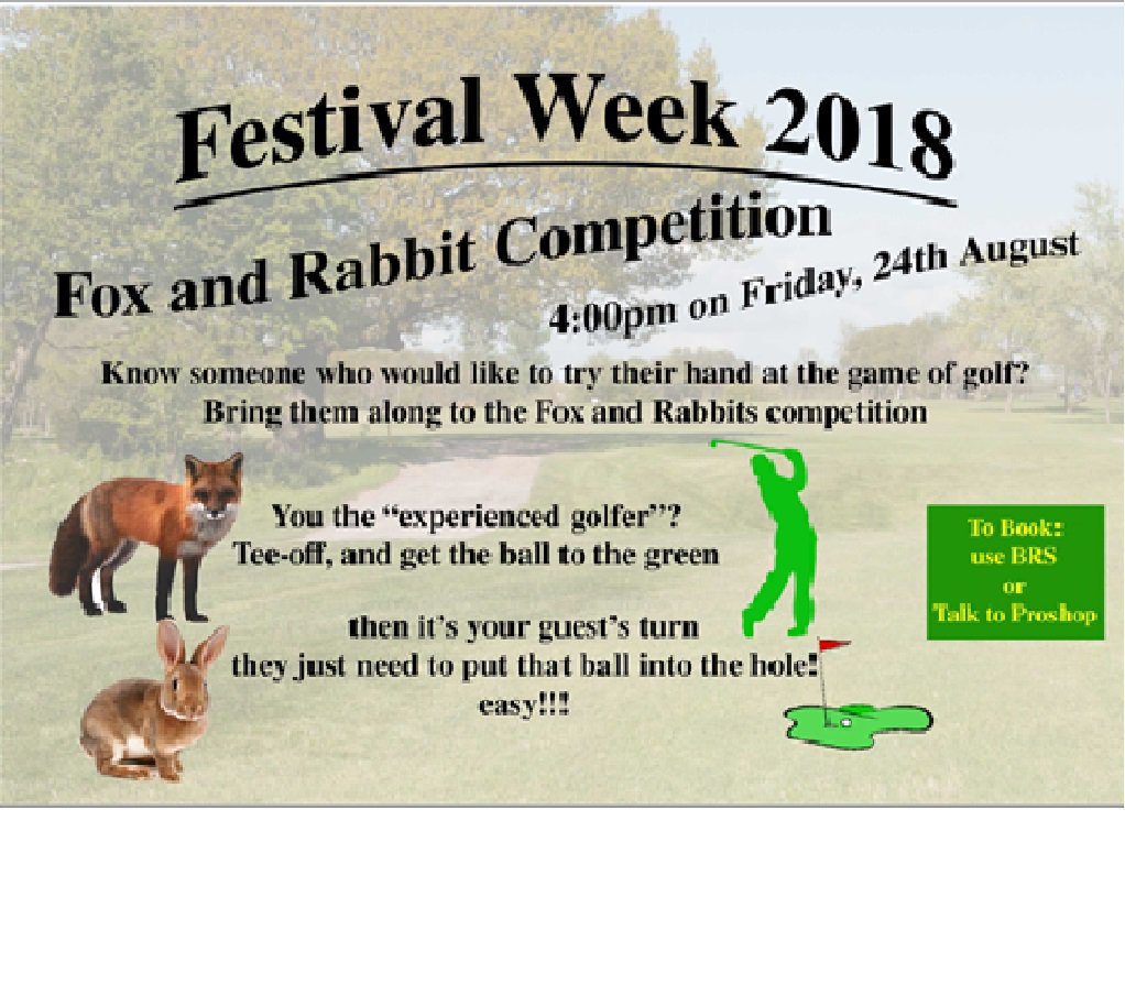 Fox and Rabbits  ⛳️🦊🐰

As Part of the Clubs tradition during festival week, a Fox and Rabbits Competition is being held on Friday 24th August 2018.