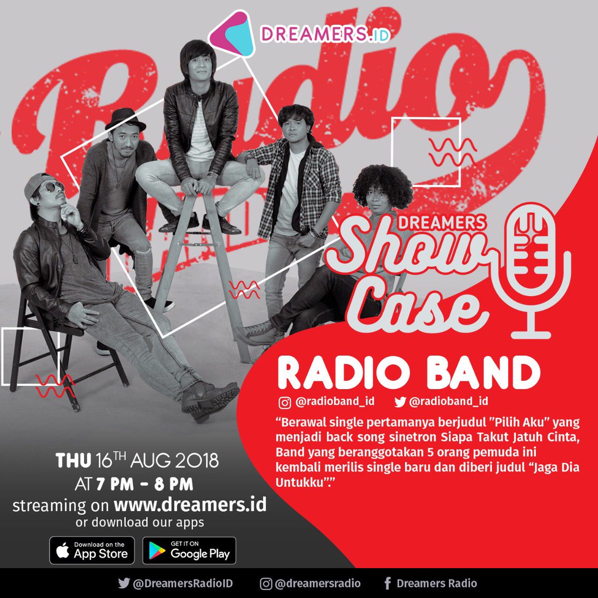 RADIOband_id's tweet photo. JAGA DIA UNTUKKU malam ini live streaming di @DreamersRadioID . Don’t missed it! 😉
#radioband_id #radioku #radioband #JagaDiaUntukku #hitsingle https://t.co/Eq4fiXhfAd